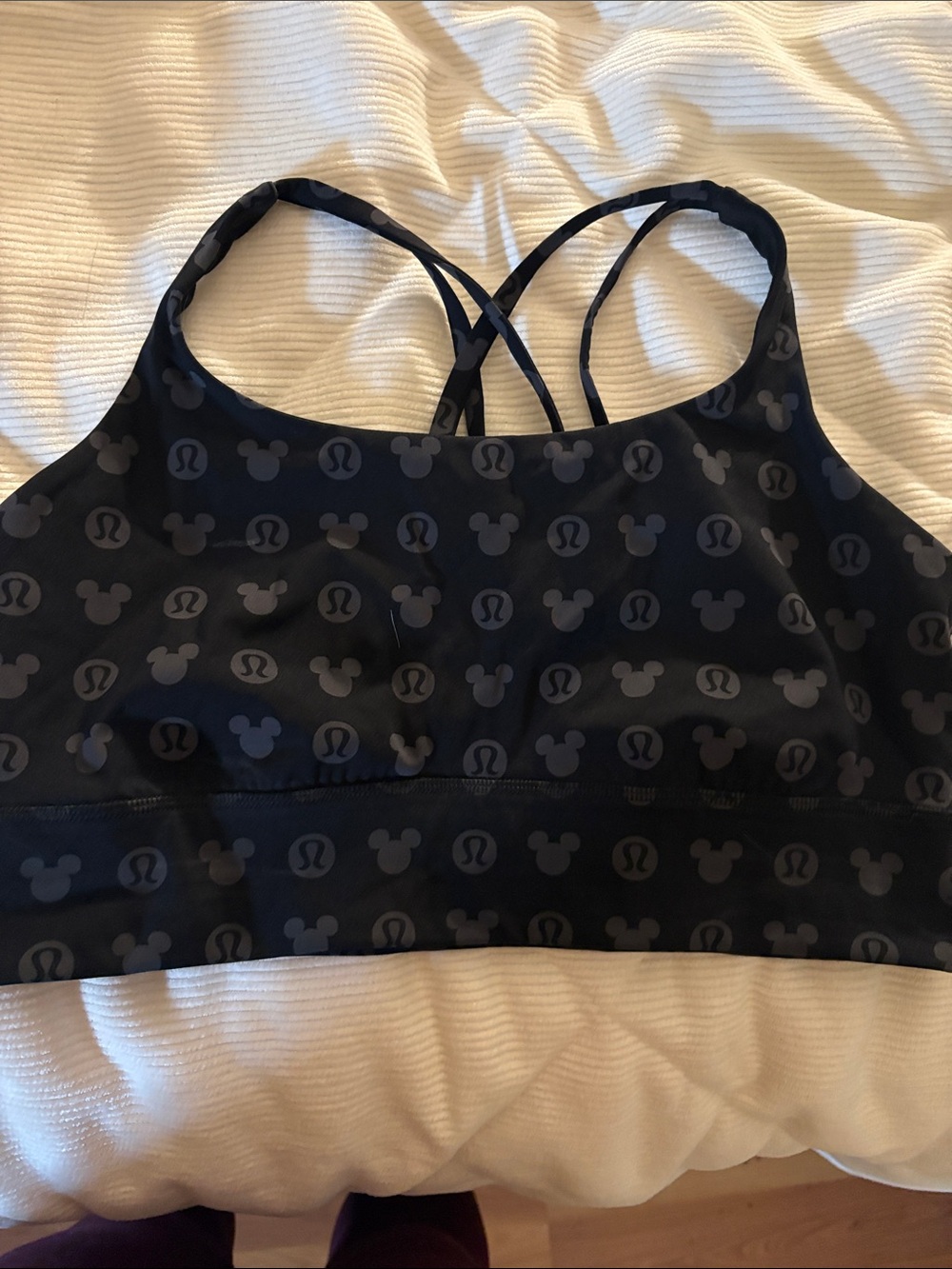 Lululemon Black Mickey Mouse Patterned Sports Bra